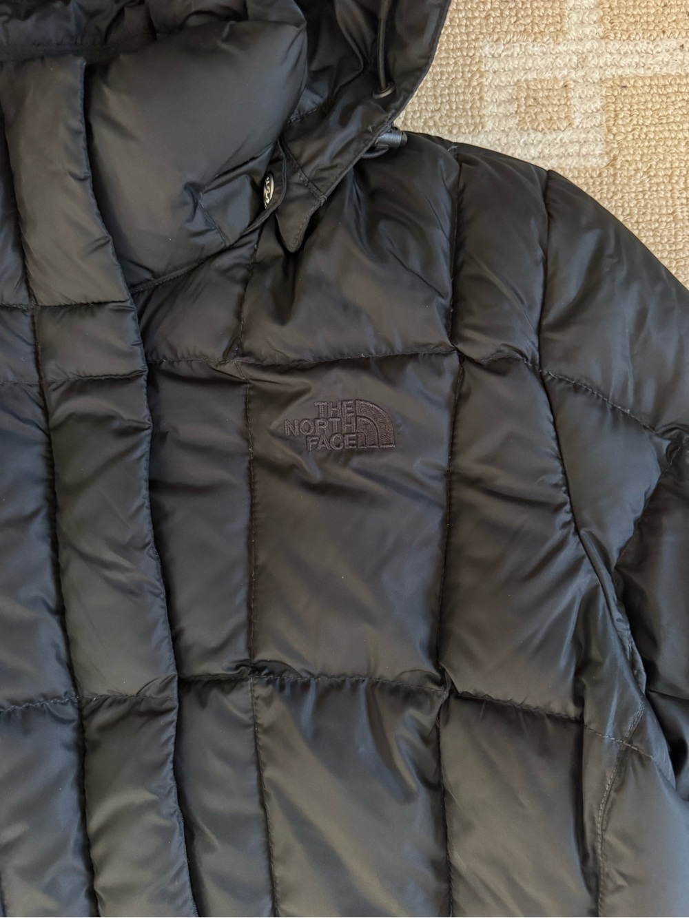 The North Face 550 Goose Down Hooded Long Puffer Parka Winter Coat Black Large - Picture 9 of 16